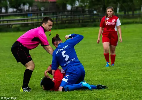 Female Footballer Banned For Life After Beating Up An Opponent During Match Photos